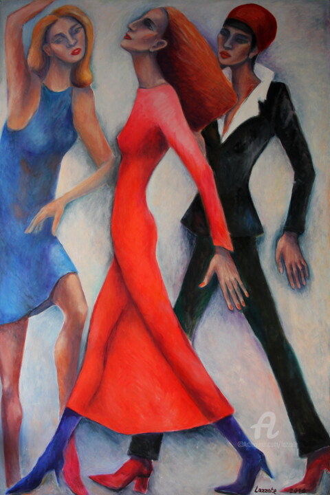 Painting titled "DEFILE AU GRAND PAL…" by Lazzate Maral, Original Artwork, Oil