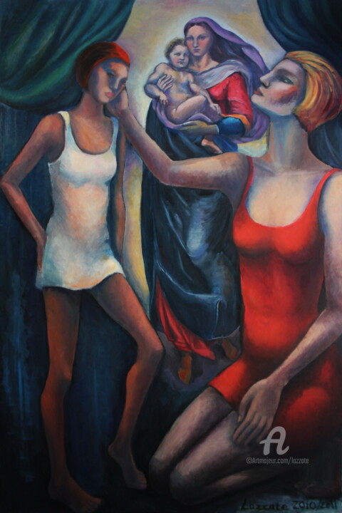 Pintura titulada "MATERNITE ETERNEL.…" por Lazzate Maral, Obra de arte original, Oleo