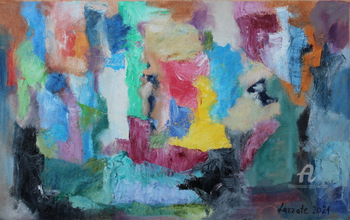 Painting titled "7 ABSTRAIT TENDRESSE" by Lazzate Maral, Original Artwork, Oil