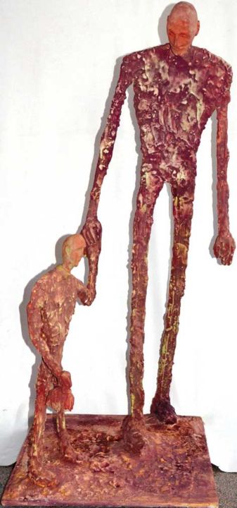 Sculpture intitulée "l'homme et l'enfant" par Victor Mamane, Œuvre d'art originale