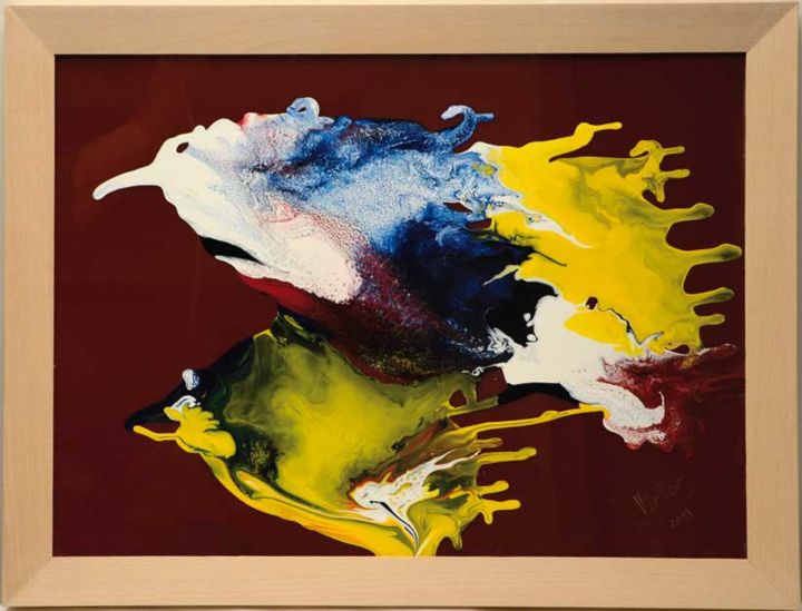 Peinture intitulée "l'oiseau imaginaire…" par Victor Mamane, Œuvre d'art originale, Acrylique