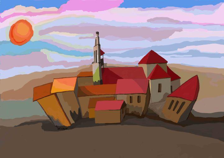Arts numériques intitulée "pueblo2" par Decano, Œuvre d'art originale, Peinture numérique Monté sur Autre panneau rigide