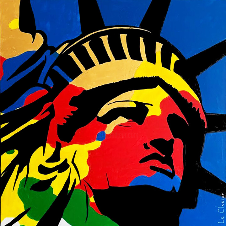 Painting titled "LIBERTY" by Le Closier, Original Artwork, Acrylic Mounted on Wood Stretcher frame