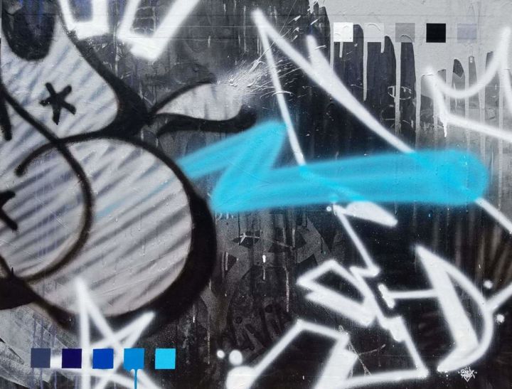 Peinture intitulée "Jaillissement bleu" par Deux 934, Œuvre d'art originale, Acrylique