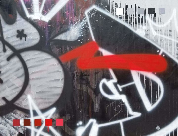 Peinture intitulée "Jaillissement rouge" par Deux 934, Œuvre d'art originale, Acrylique