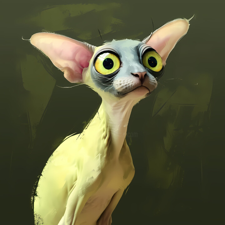 Digital Arts titled "Cat" by Le Mask, Original Artwork, Digital Painting