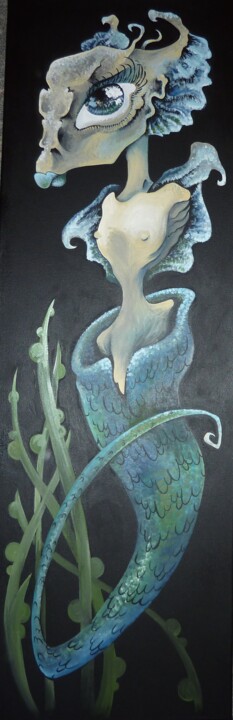 Peinture intitulée "La Femme Poisson" par Le Masque De La Sardine, Œuvre d'art originale, Acrylique