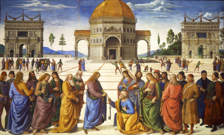 Pittura intitolato "Remise des clés de…" da Le Pérugin, Opera d'arte originale, Olio