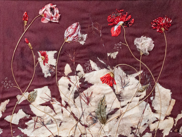 Art textile intitulée "De l'esquisse à l'o…" par Léa Coutureau, Œuvre d'art originale, Broderie