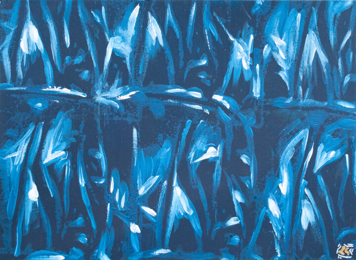 Pittura intitolato "Reflet bleu" da Léa Coutureau, Opera d'arte originale, Acrilico