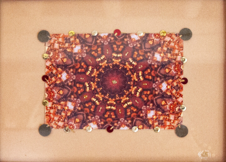 Art textile intitulée "Rouge hypnotique" par Léa Coutureau, Œuvre d'art originale, Travail numérique 2D Monté sur Carton