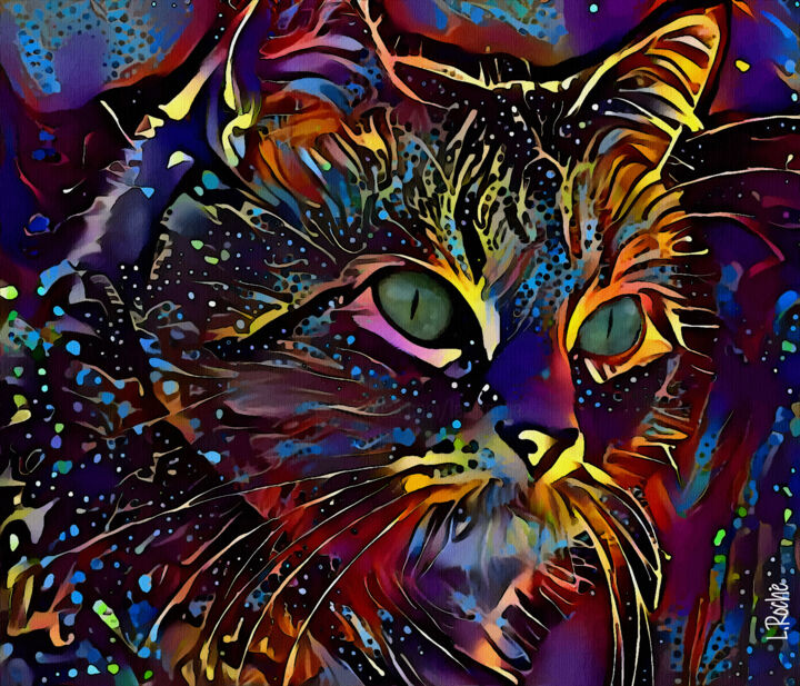 Pintura titulada "Fitty, cat - Mix me…" por L.Roche, Obra de arte original, Acrílico