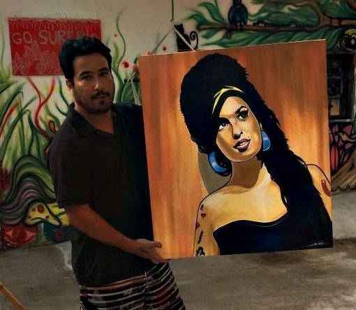 Painting titled "Amy Winehouse" by Leafar Rrosba, Original Artwork, Acrylic