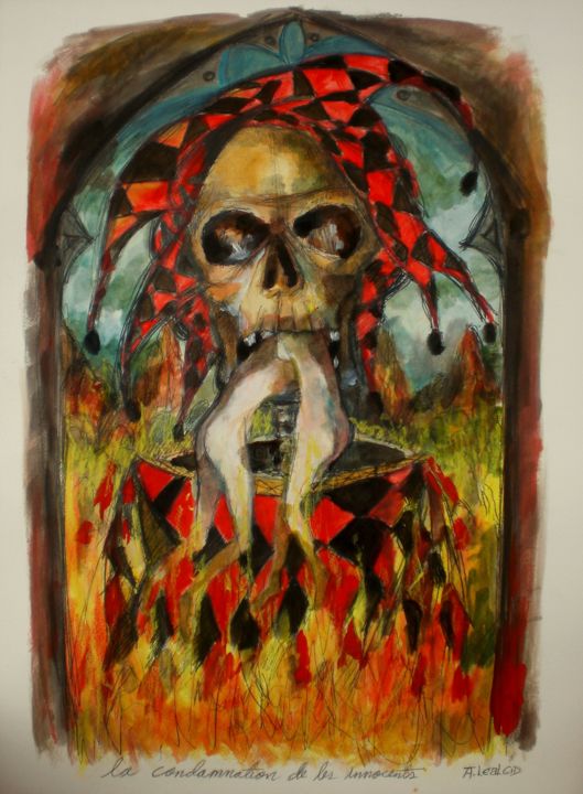 Painting titled "La danse macabre- l…" by Alexander Leal Cid, Original Artwork, Other