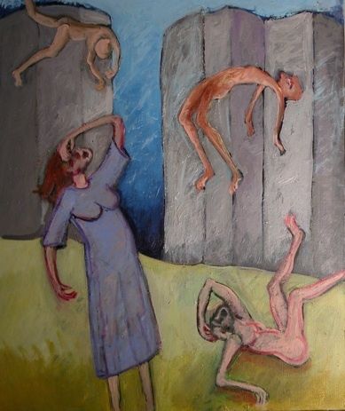 Painting titled "Le mur" by Ileana Haber, Original Artwork