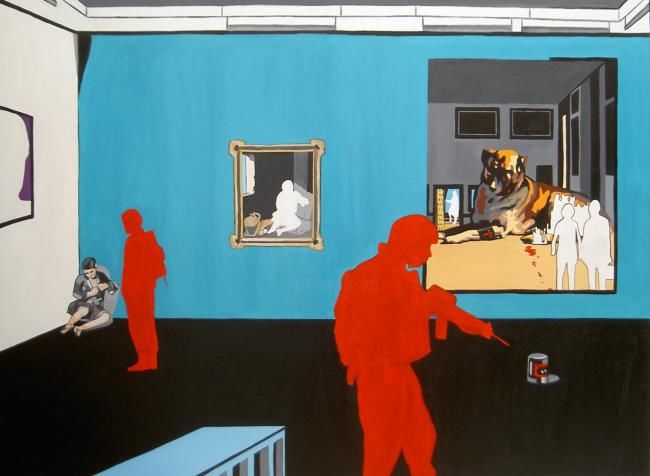 Peinture intitulée "La fuite n°1" par Léandre Paul Deminor, Œuvre d'art originale