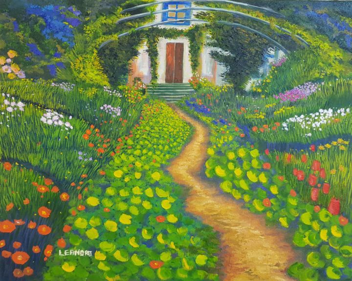 Painting titled "A Casa de Monet" by Leandro Andrade, Original Artwork, Oil