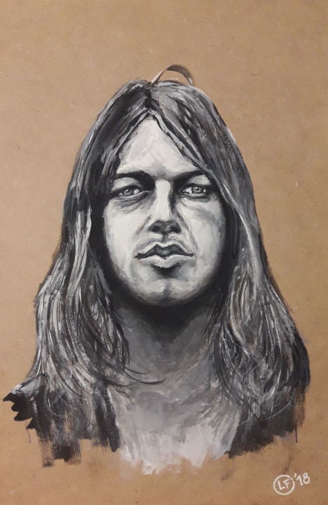 Painting titled "David Gilmour" by Leandro Fiorito, Original Artwork, Acrylic