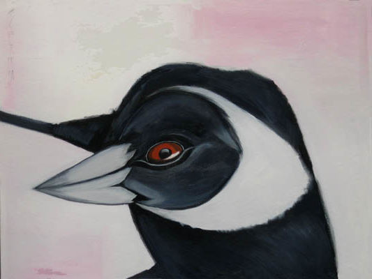 Painting titled "magpie" by Leanne Wilkes, Original Artwork, Oil