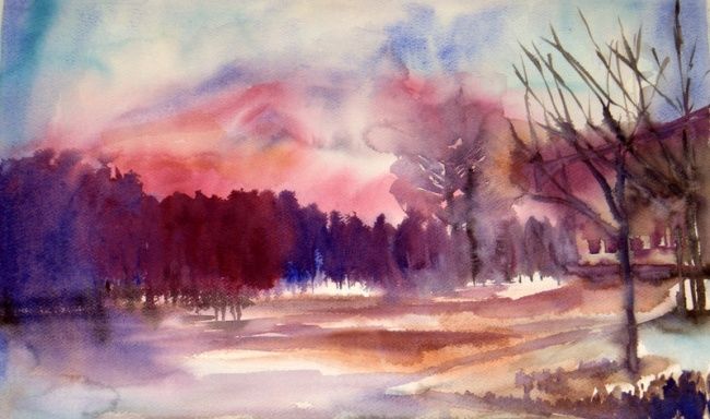 Painting titled "Paysage d' Hiver" by Thaline 1, Original Artwork, Oil