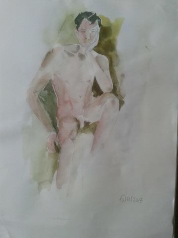 Painting titled "Nu Masculin N°1" by Thaline 1, Original Artwork
