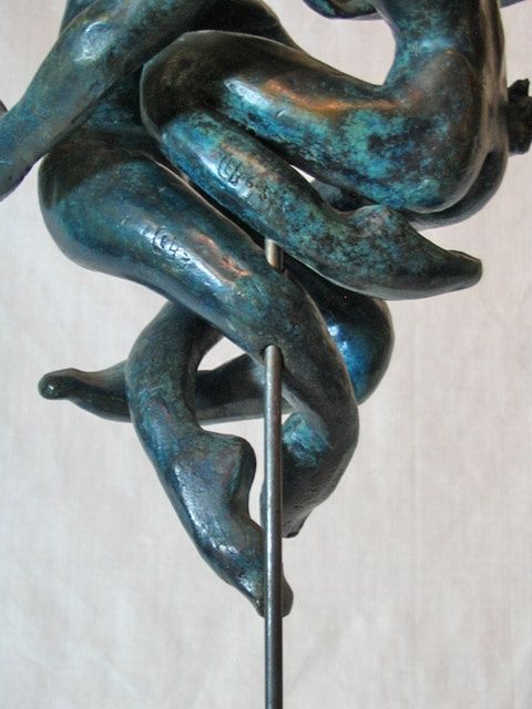 Sculpture titled "Deux ou les Aquanau…" by Leb  Sculpteure & Graveure, Original Artwork, Oil