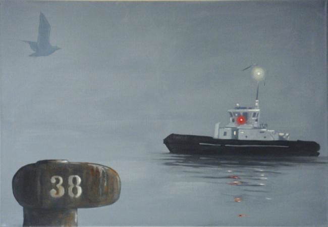 Peinture intitulée "Bollard 38" par Peintre Portuaire, Œuvre d'art originale