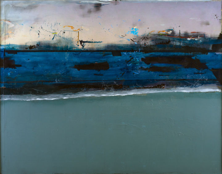 Peinture intitulée "Etang de Berre" par Didier Biffano, Œuvre d'art originale, Acrylique Monté sur Châssis