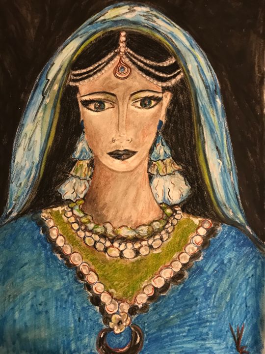 Disegno intitolato "Danseuse indienne t…" da Vlc, Opera d'arte originale, Altro