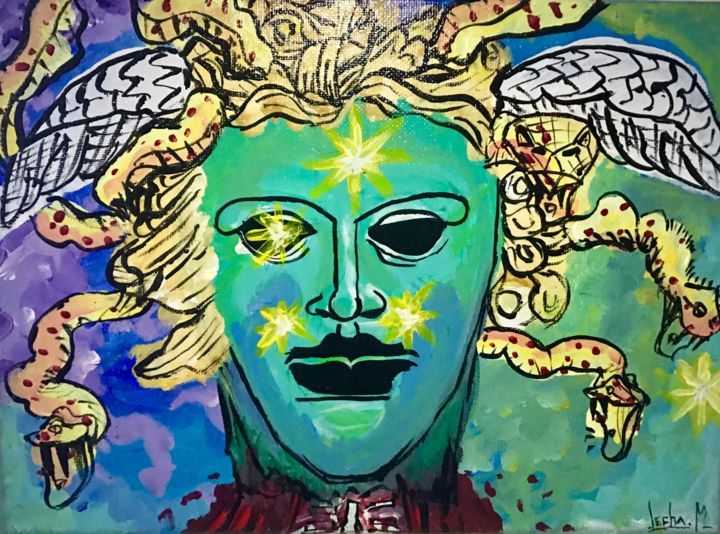 Peinture intitulée "Le trophée de Persée" par Marc Lecha, Œuvre d'art originale, Acrylique