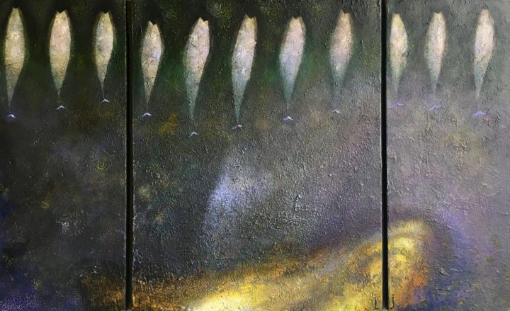 Malerei mit dem Titel "Yellow Canapé, Trip…" von Lech Jankowski, Original-Kunstwerk, Acryl