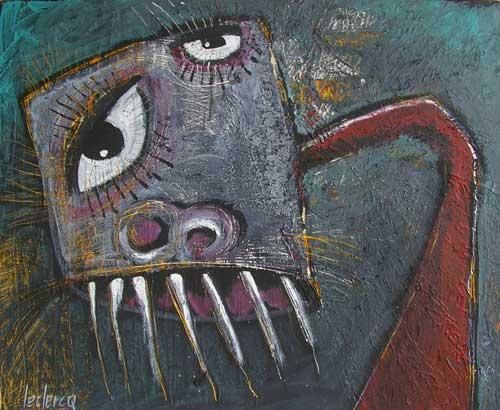 Peinture intitulée "Dents baveuses 8F" par Bernadette Leclercq, Œuvre d'art originale, Huile