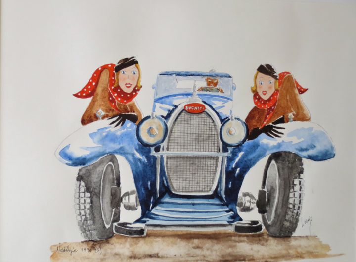 Peinture intitulée "Bugatti" par Jean Marie Lecoix, Œuvre d'art originale, Aquarelle