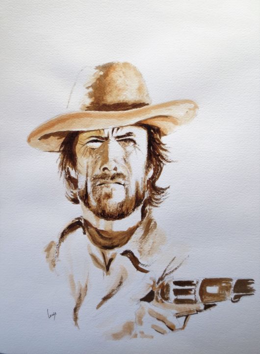 绘画 标题为“Clint ( 1 )” 由Jean Marie Lecoix, 原创艺术品, 墨