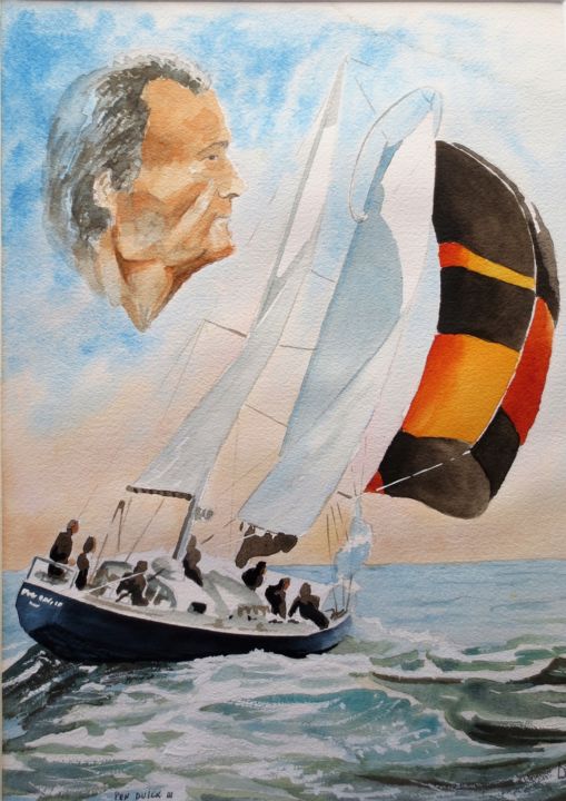 Painting titled "Tabarly" by Jean Marie Lecoix, Original Artwork, Ink
