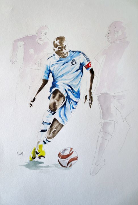 Painting titled "Manadou Niang" by Jean Marie Lecoix, Original Artwork, Watercolor