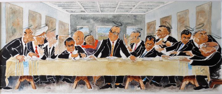Peinture intitulée "A Table..." par Jean Marie Lecoix, Œuvre d'art originale, Aquarelle