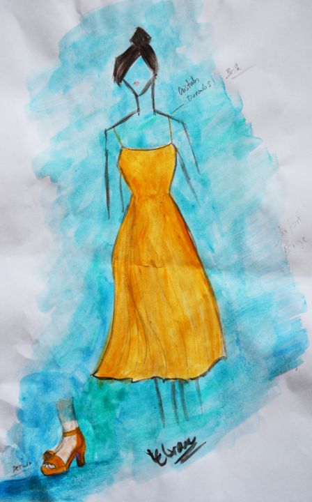 Картина под названием "design-dress.jpg" - Le Crau, Подлинное произведение искусства, Акрил