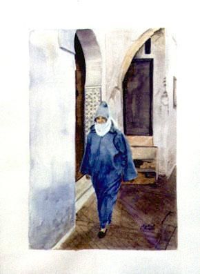 Painting titled "femme de tetouan" by L.Edfouf, Original Artwork