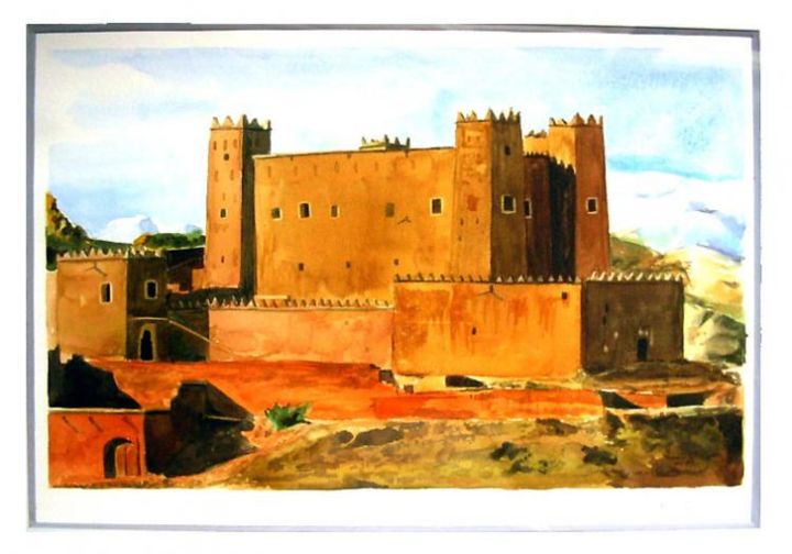 Painting titled "Kasbah du sud" by L.Edfouf, Original Artwork