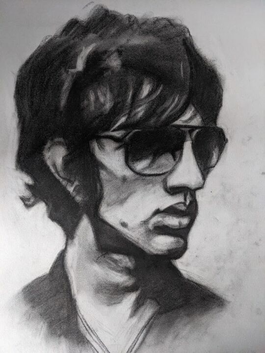 Рисунок под названием "Richard ashcroft of…" - Lee Davison, Подлинное произведение искусства, Древесный уголь