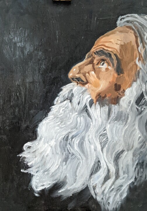 Painting titled "Head of a bearded m…" by Lee Davison, Original Artwork, Oil