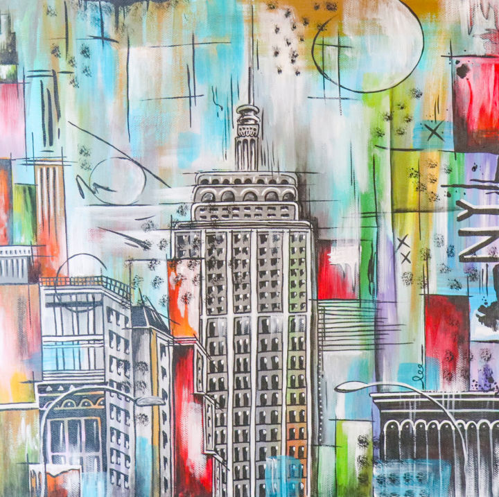 Peinture intitulée "New York" par Valérie Hage, Œuvre d'art originale, Acrylique