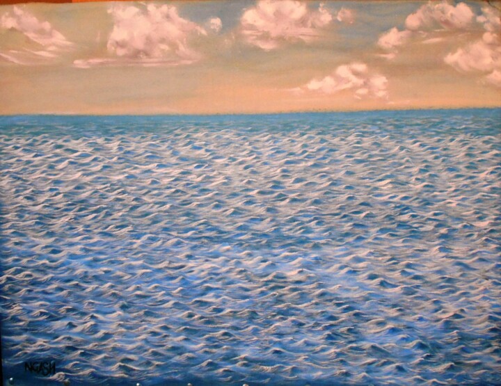 Картина под названием "Ocean Calm.jpg" - Lee Nganga, Подлинное произведение искусства, Масло