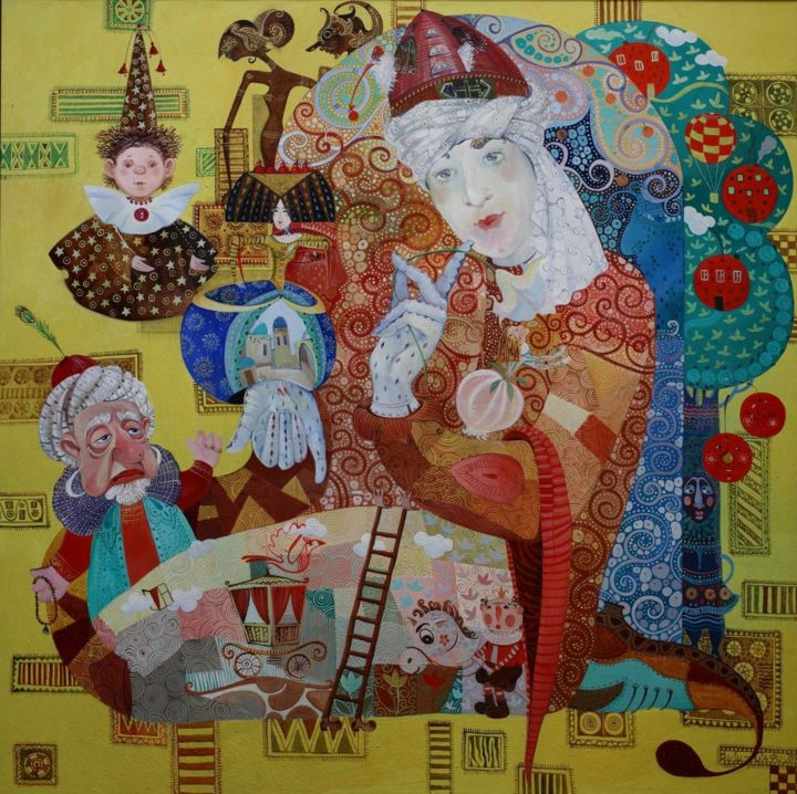 Painting titled "кукольник 105х105 х…" by Mariya Mariia Li Safi Li Safi, Original Artwork, Oil
