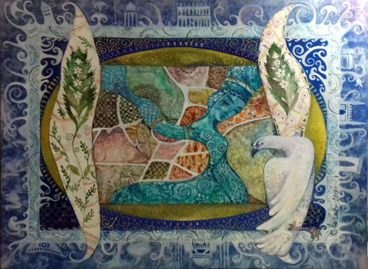 Peinture intitulée "триптих турция босф…" par Mariya Mariia Li Safi Li Safi, Œuvre d'art originale, Huile