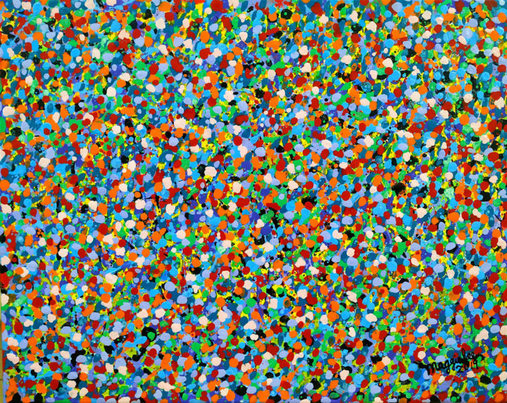 Pittura intitolato "Colorful dotting or…" da Lee Art Gallery, Opera d'arte originale, Acrilico