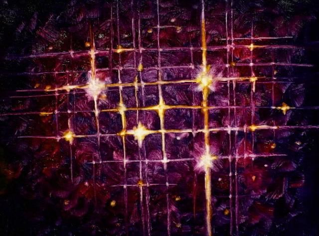 Painting titled "Photon Grid" by Lee Campbell, Original Artwork, Oil