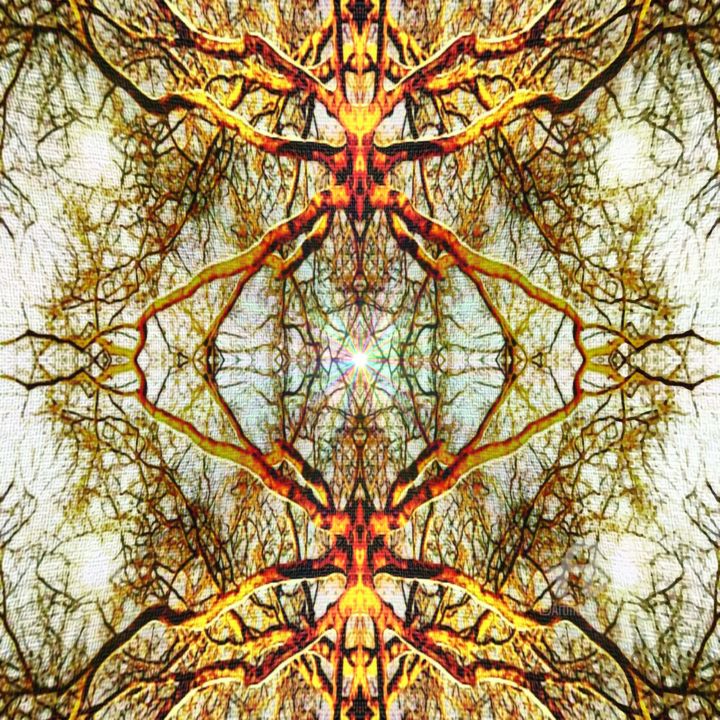 Digital Arts titled "Tree Temple Mandala…" by Leendert Hendrik, Original Artwork, Digital Painting