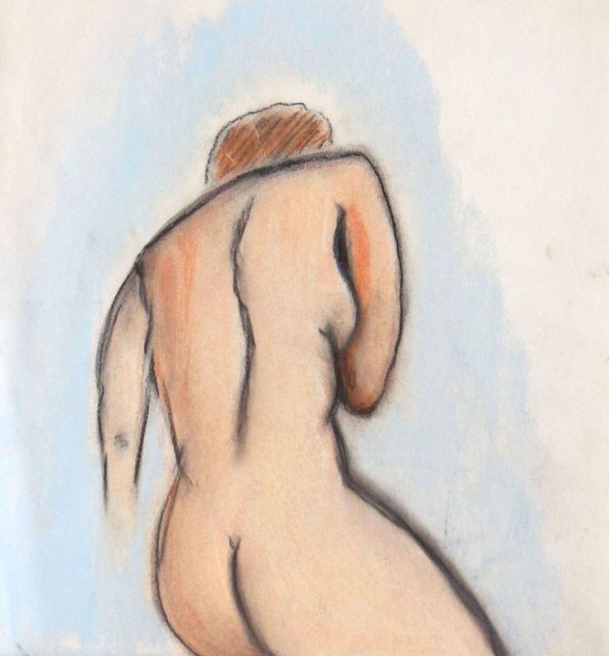 Drawing titled "Woman Back (study)" by Leendert Hendrik, Original Artwork, Charcoal